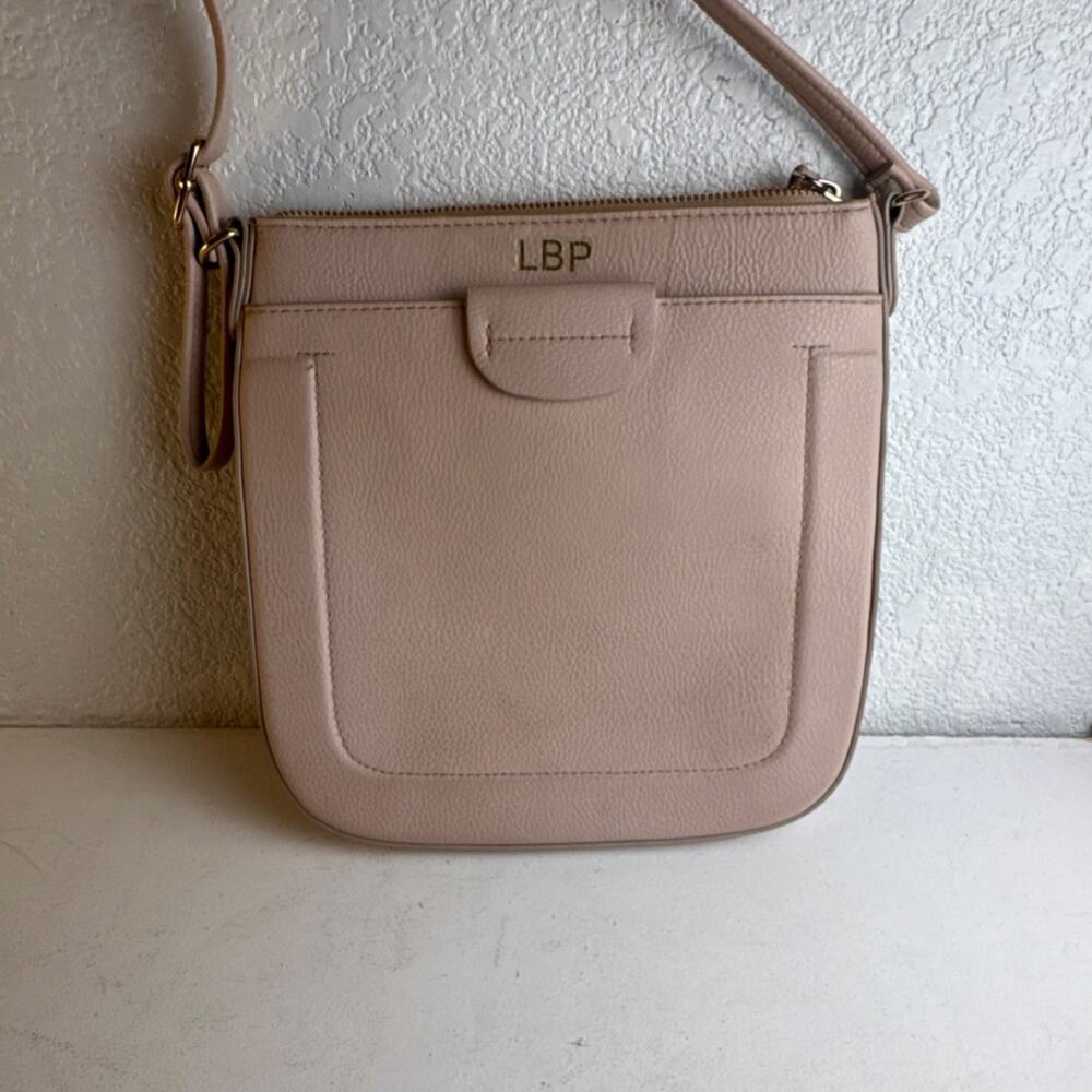 (9018)LBP Blush Pebbled Shoulder Bag with Adjustable Strap & Gold Hardware